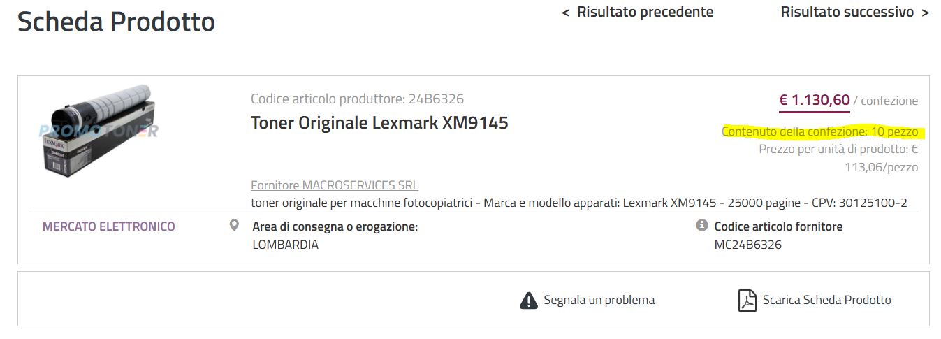 Toner Originale Lexmark XM9145 10 Pezzi